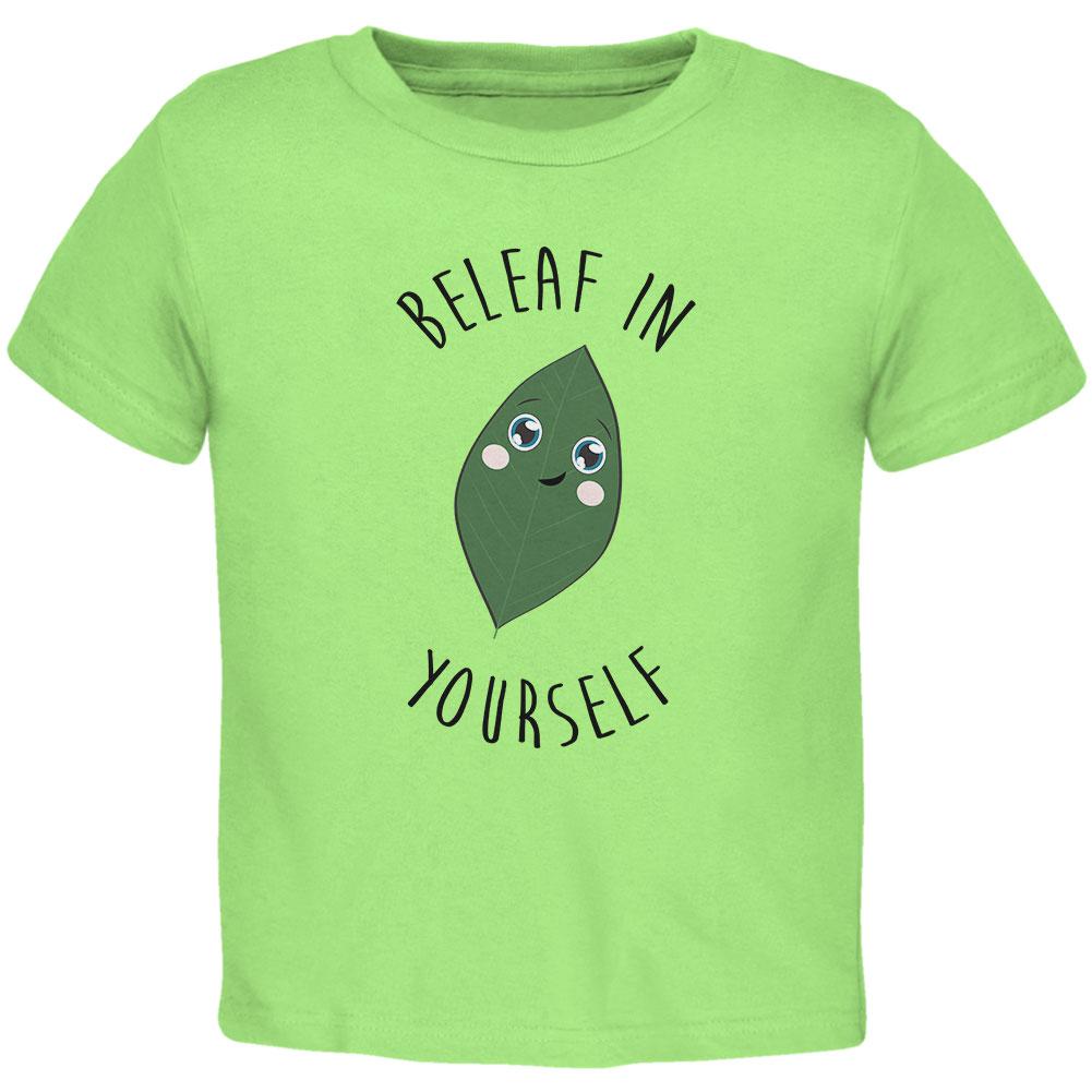 Beleaf Believe in Yourself Pun Toddler T Shirt Toddler T-Shirts Old Glory 2T Lime 