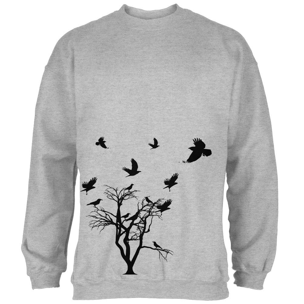 Crow Raven Flying Winter Tree Mens Sweatshirt Men's Sweatshirts Old Glory 2XL Heather 