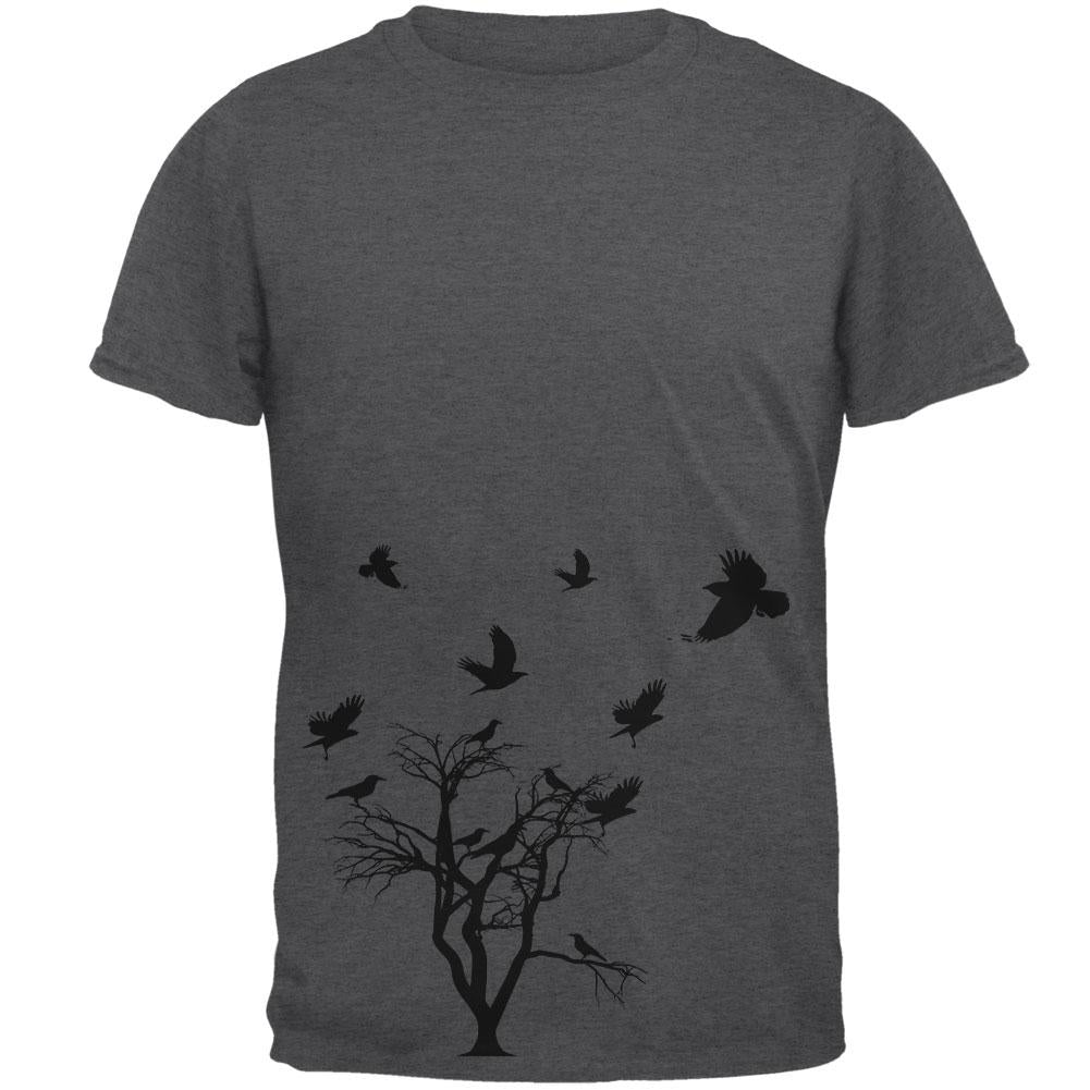 Crow Raven Flying Winter Tree Mens T Shirt Men's T-Shirts Old Glory 3XL Dark Heather 