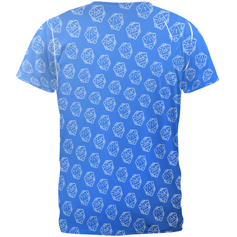 D20 Gamer Critical Hit and Fumble Blue Pattern All Over Mens T Shirt T-Shirts Old Glory   