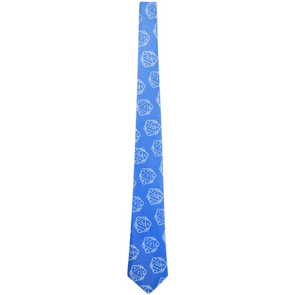 D20 Gamer Critical Hit and Fumble Blue Pattern All Over Neck Tie Ties Old Glory   