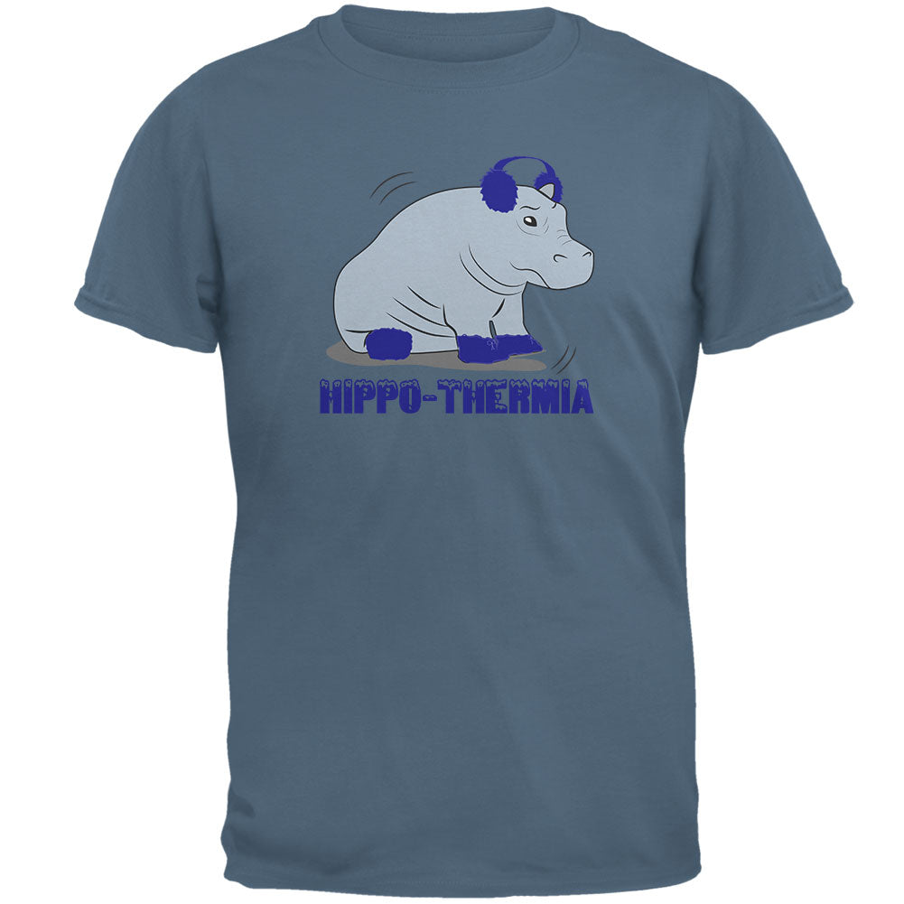 Hippo Hippothermia Cold Winter Funny Mens T Shirt Men's T-Shirts Old Glory 2XL Indigo Blue 