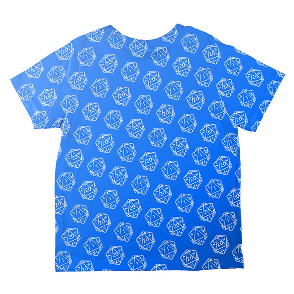 D20 Gamer Critical Hit and Fumble Blue Pattern All Over Toddler T Shirt Toddler T-Shirts Old Glory   