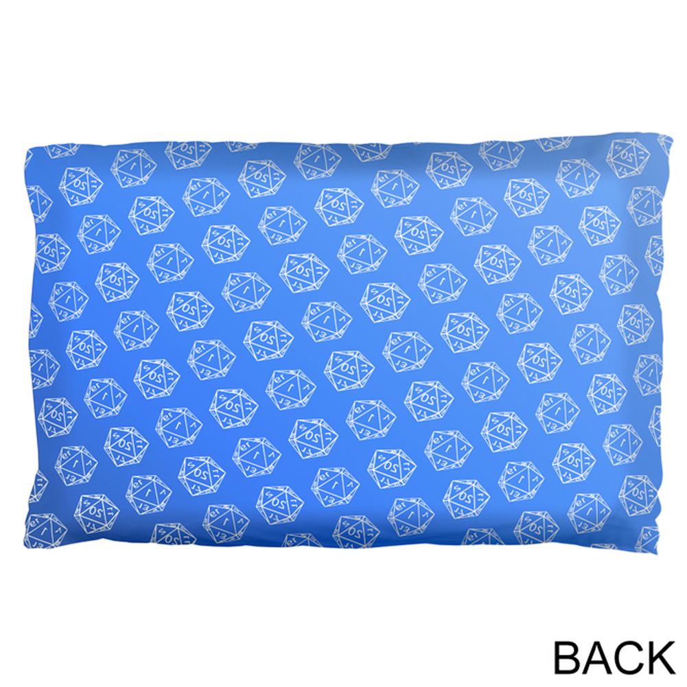 D20 Gamer Critical Hit and Fumble Blue Pattern Pillow Case Pillowcases Old Glory   