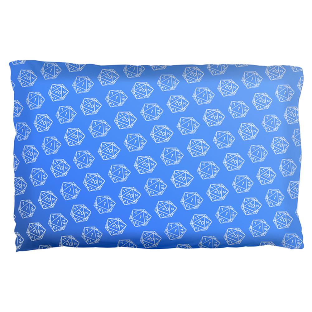 D20 Gamer Critical Hit and Fumble Blue Pattern Pillow Case Pillowcases Old Glory OS Multi 