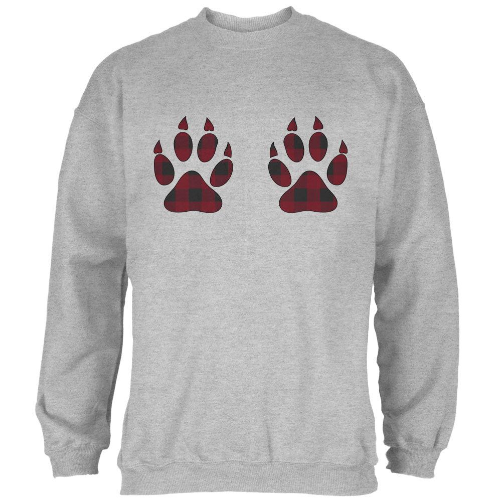 Plaid Bear Paw Boobs Mens Sweatshirt Men's Sweatshirts global 2XL Heather 