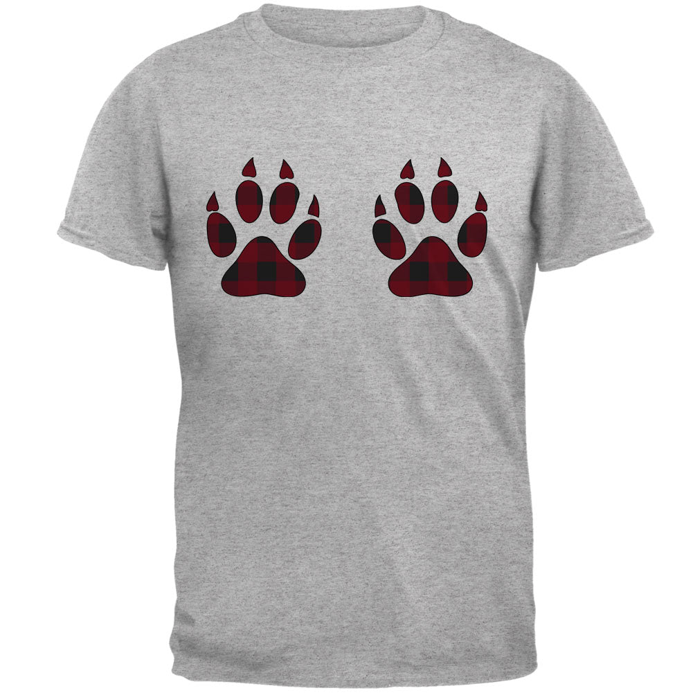 Plaid Bear Paw Boobs Mens T Shirt Men's T-Shirts global 2XL Heather 