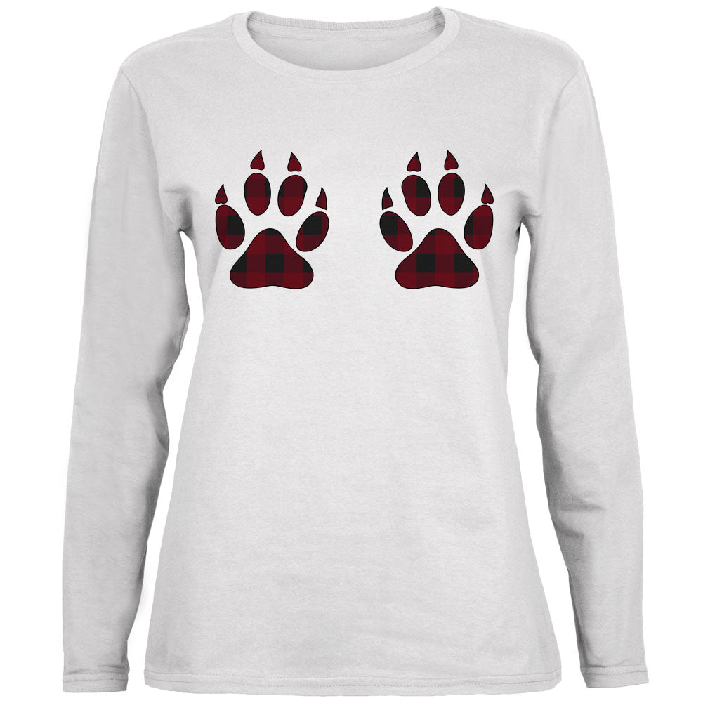 Plaid Bear Paw Boobs Ladies' Relaxed Jersey Long-Sleeve Tee Women's Long Sleeves global 2XL White 