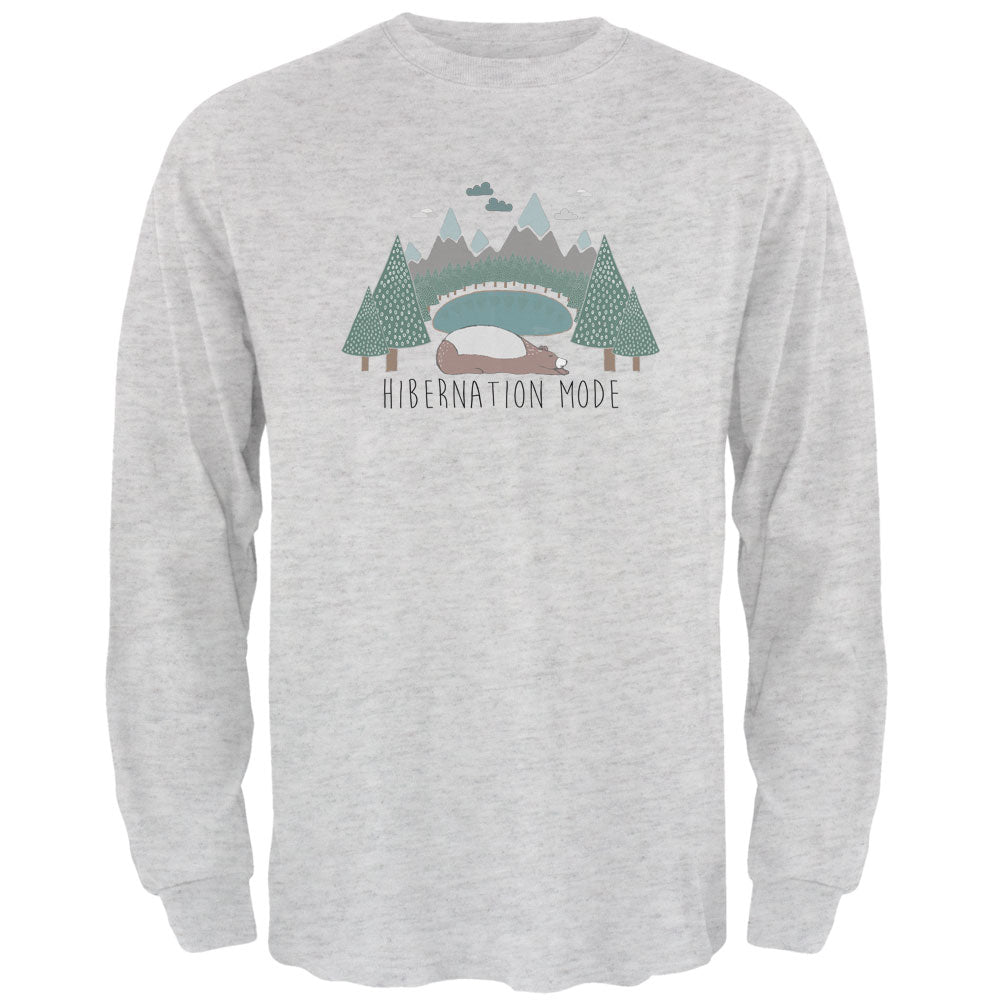 Autumn Bear Hibernation Mode Mens Long Sleeve T Shirt Men's Long Sleeves global 2XL Light Heather Grey 