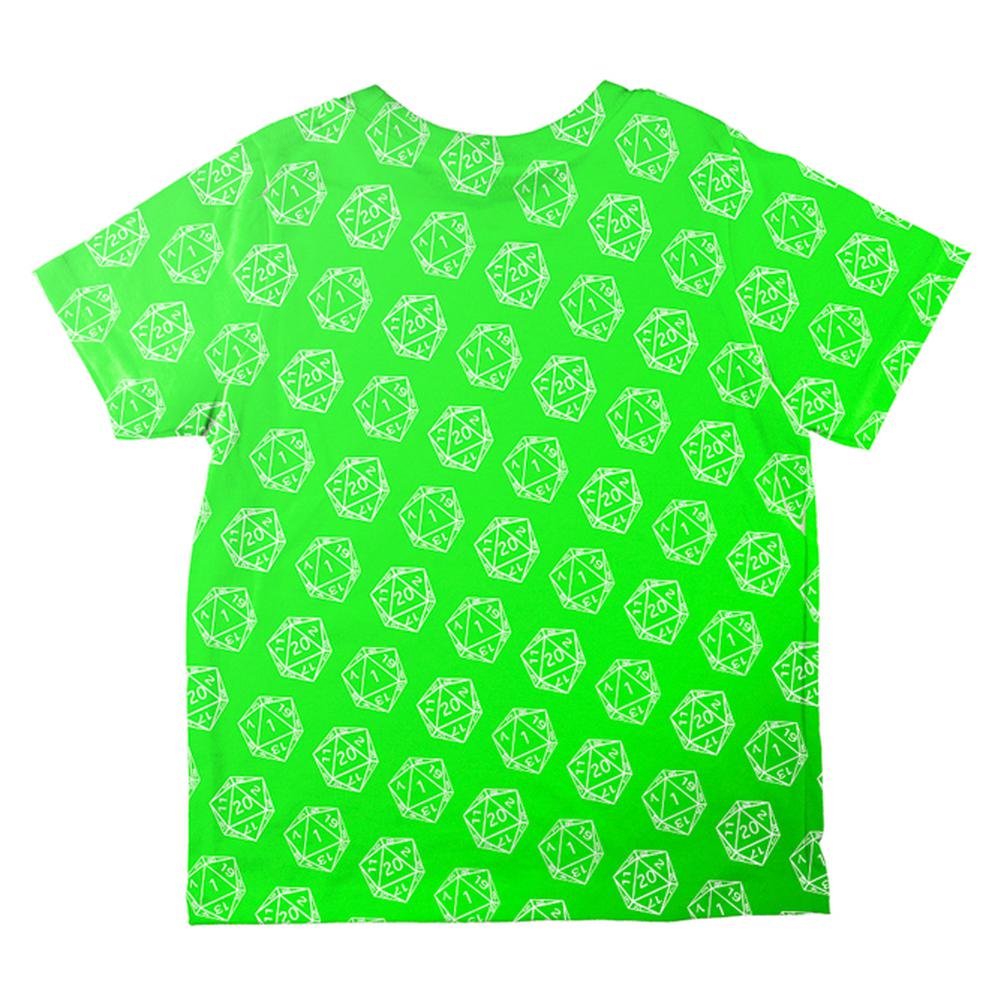 D20 Gamer Critical Hit and Fumble Green Pattern All Over Toddler T Shirt Toddler T-Shirts Old Glory   