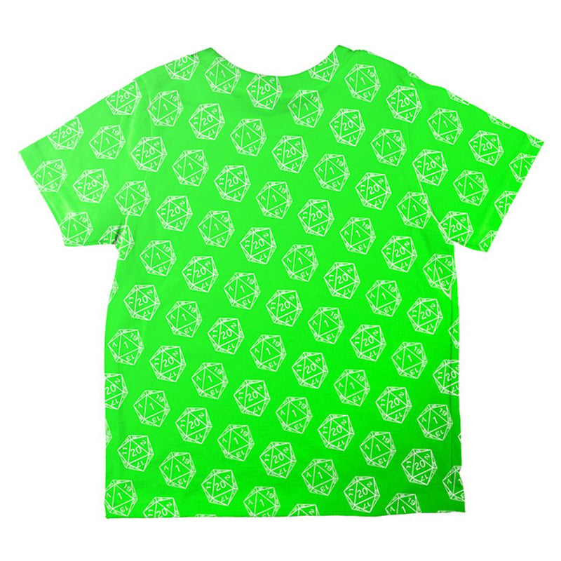 D20 Gamer Critical Hit and Fumble Green Pattern All Over Toddler T Shirt Toddler T-Shirts Old Glory   