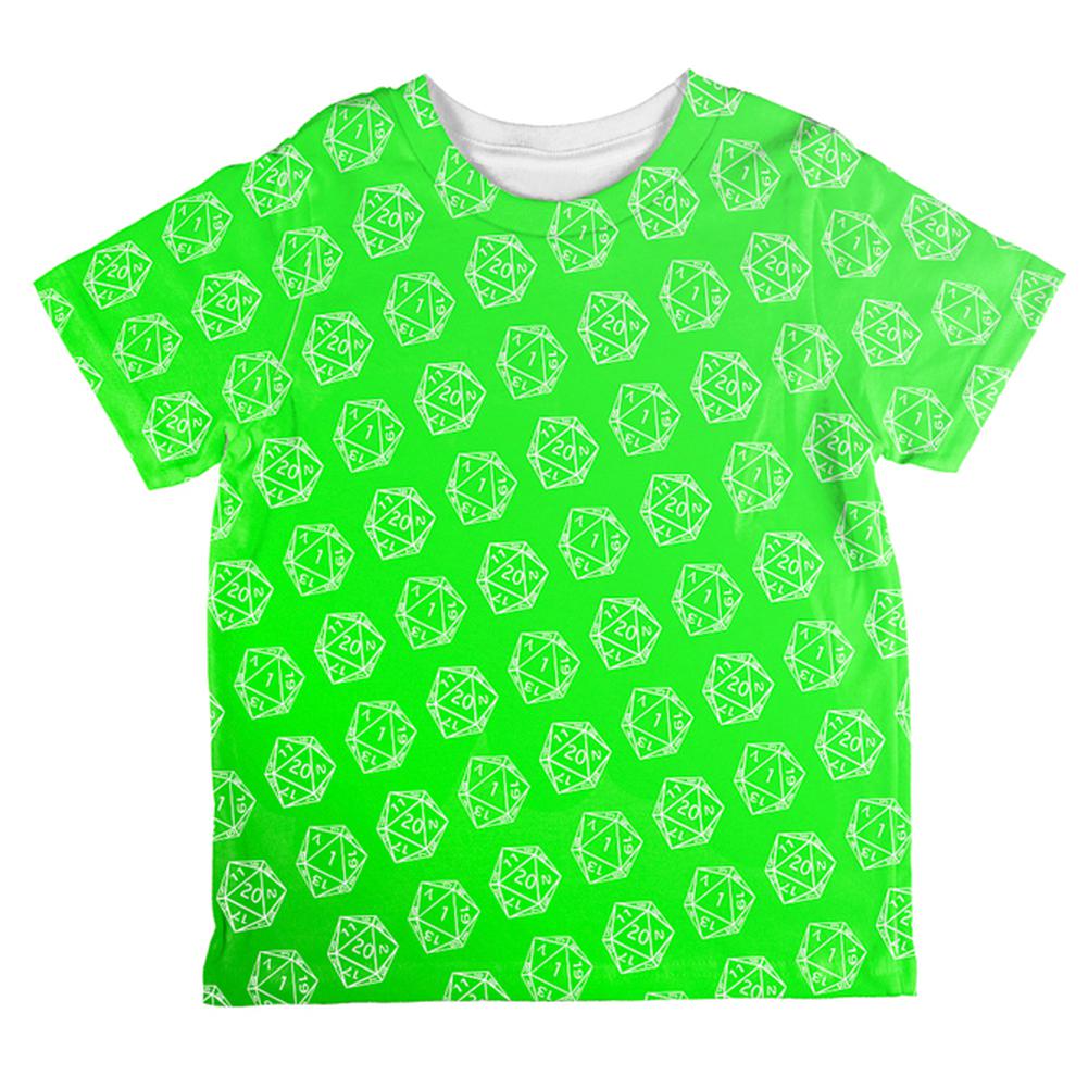 D20 Gamer Critical Hit and Fumble Green Pattern All Over Toddler T Shirt Toddler T-Shirts Old Glory 2T Multi 