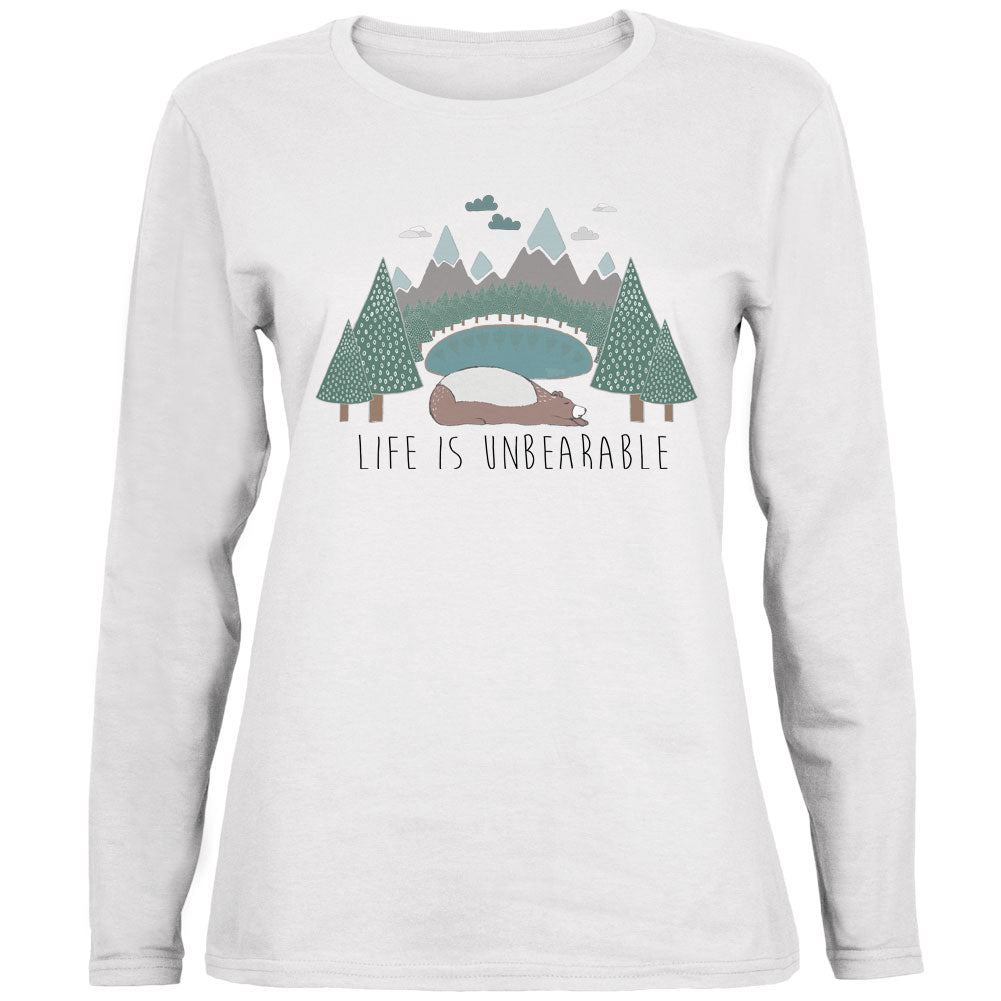 Autumn Life is Unbearable Bear Pun Ladies' Relaxed Jersey Long-Sleeve Tee Women's Long Sleeves global 2XL White 