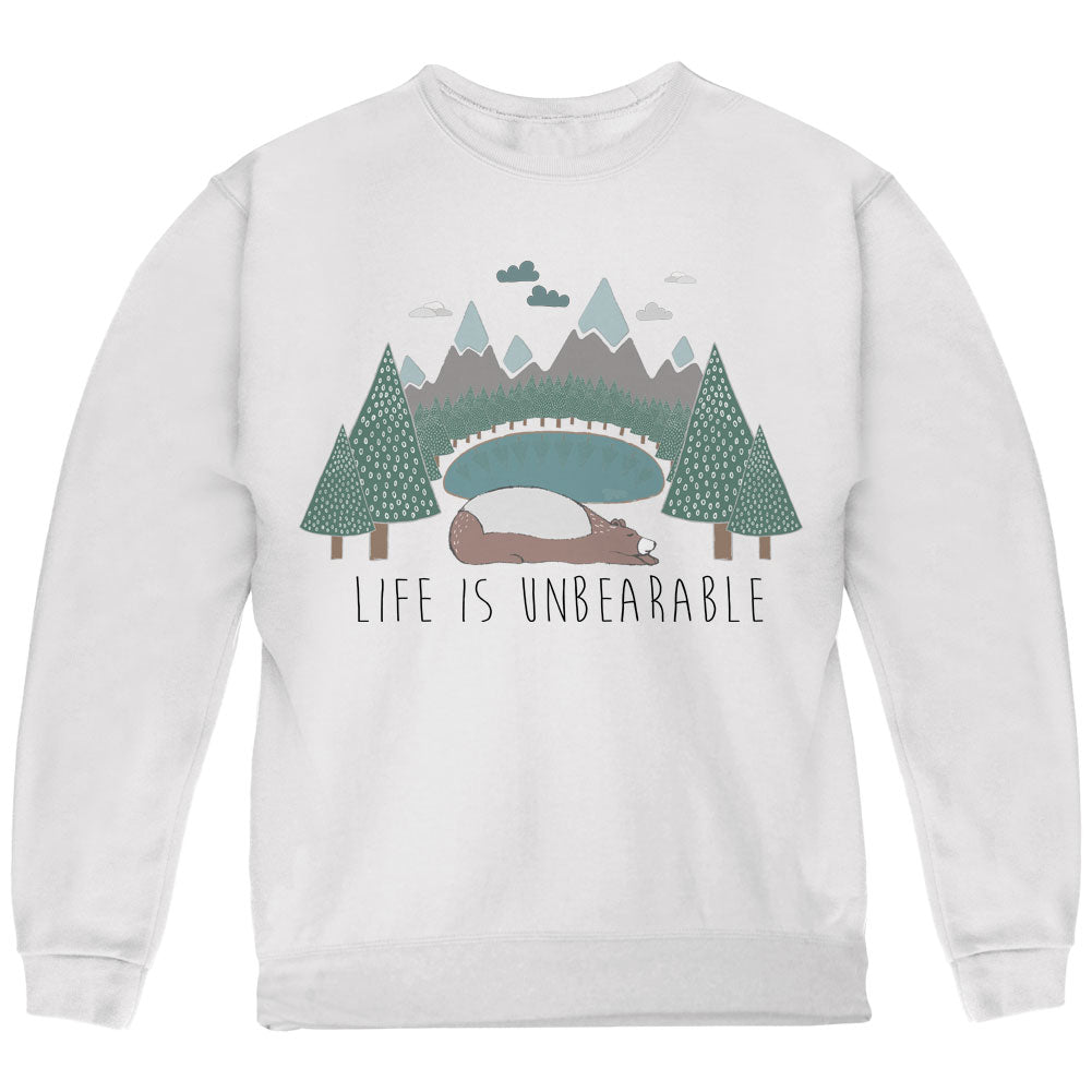 Autumn Life is Unbearable Bear Pun Youth Sweatshirt Youth Sweatshirts global YLG White 