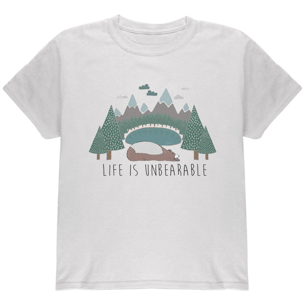 Autumn Life is Unbearable Bear Pun Youth T Shirt Youth T-Shirts global YLG White 