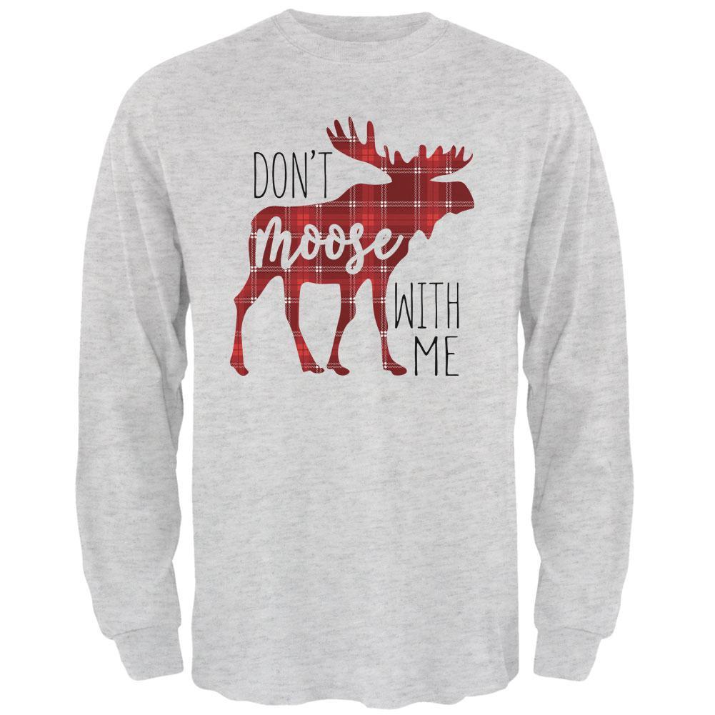 Autumn Don't Moose with Me Mens Long Sleeve T Shirt Men's Long Sleeves Old Glory SM Light Heather Grey 