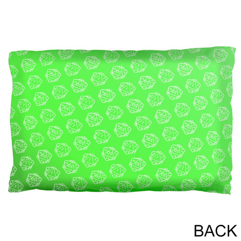 D20 Gamer Critical Hit and Fumble Green Pattern Pillow Case Pillowcases Old Glory   