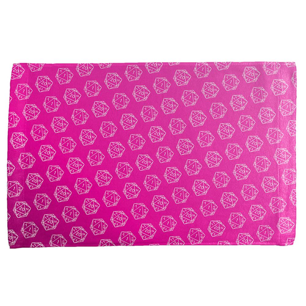 D20 Gamer Critical Hit and Fumble Pink Pattern All Over Hand Towel Hand Towel Old Glory OS Multi 