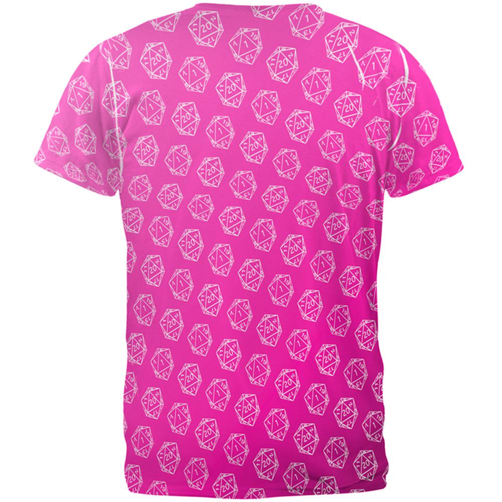 D20 Gamer Critical Hit and Fumble Pink Pattern All Over Mens T Shirt Men's T-Shirts Old Glory   