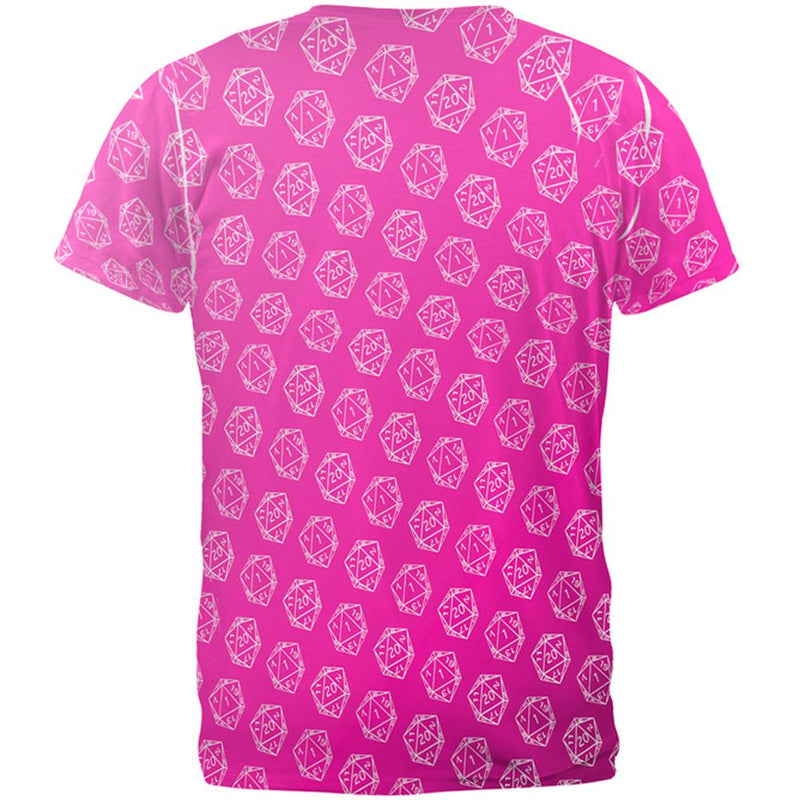 D20 Gamer Critical Hit and Fumble Pink Pattern All Over Mens T Shirt Men's T-Shirts Old Glory   