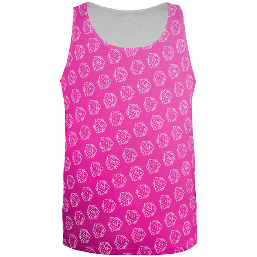 D20 Gamer Critical Hit and Fumble Pink Pattern All Over Mens Tank Top Men's Tank Tops Old Glory 2XL Multi 