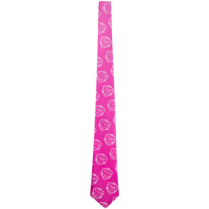 D20 Gamer Critical Hit and Fumble Pink Pattern All Over Neck Tie Ties Old Glory   