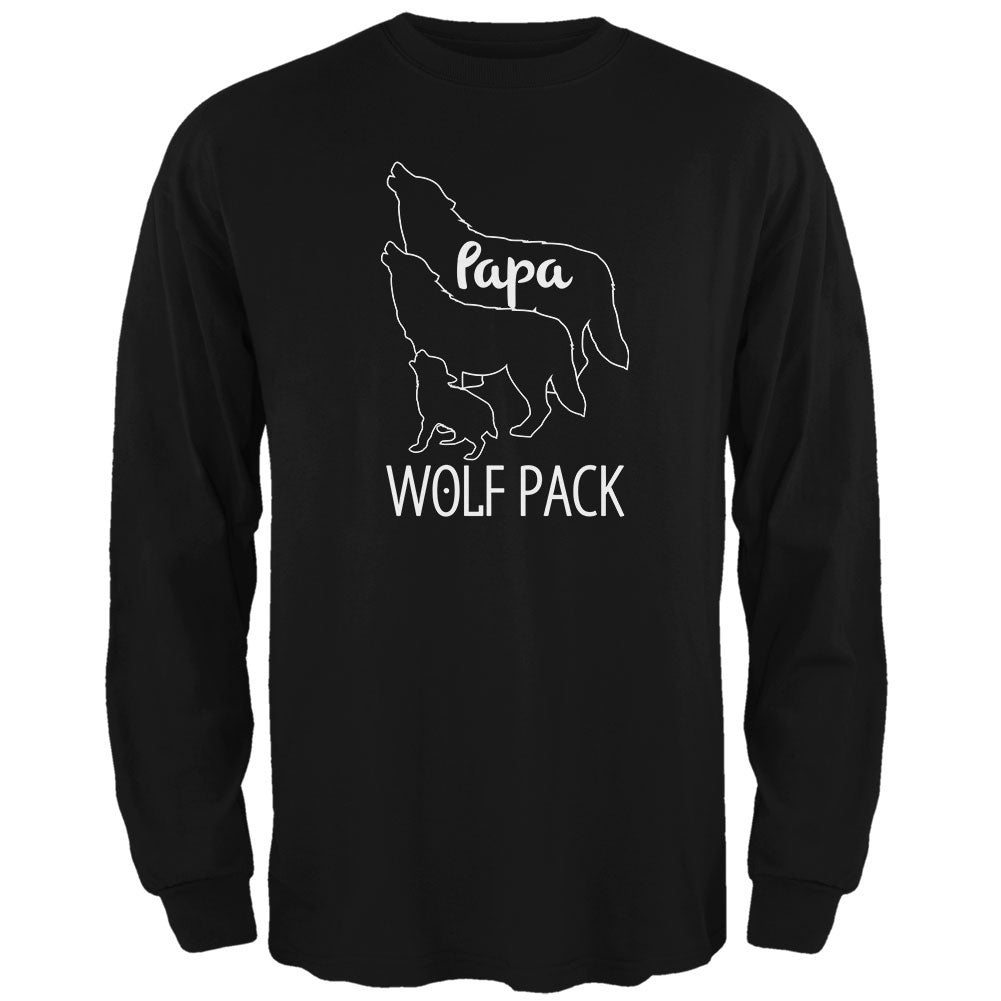 Wolf Pack Papa Dad Father Mens Long Sleeve T Shirt Men's Long Sleeves Old Glory 2XL Black 