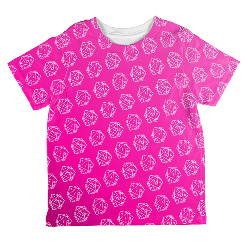 D20 Gamer Critical Hit and Fumble Pink Pattern All Over Toddler T Shirt Toddler T-Shirts Old Glory 2T Multi 