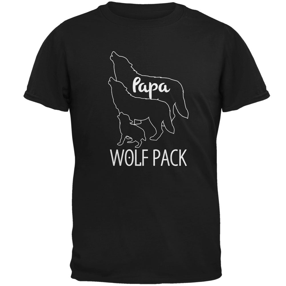 Wolf Pack Papa Dad Father Mens T Shirt Men's T-Shirts Old Glory 2XL Black 