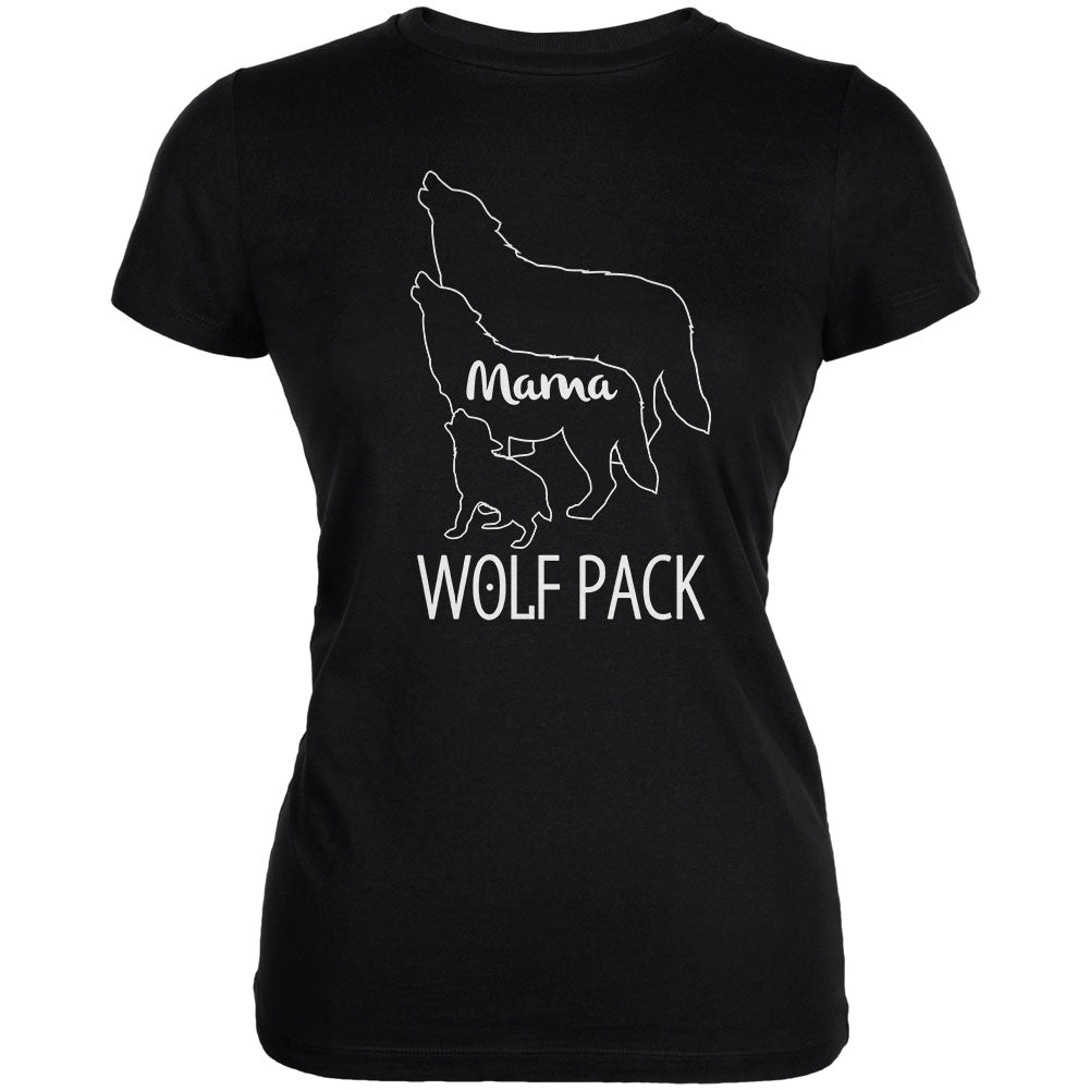 Wolf Pack Mama Mom Mother Juniors Soft T Shirt Juniors T-Shirts Old Glory 2XL Black 