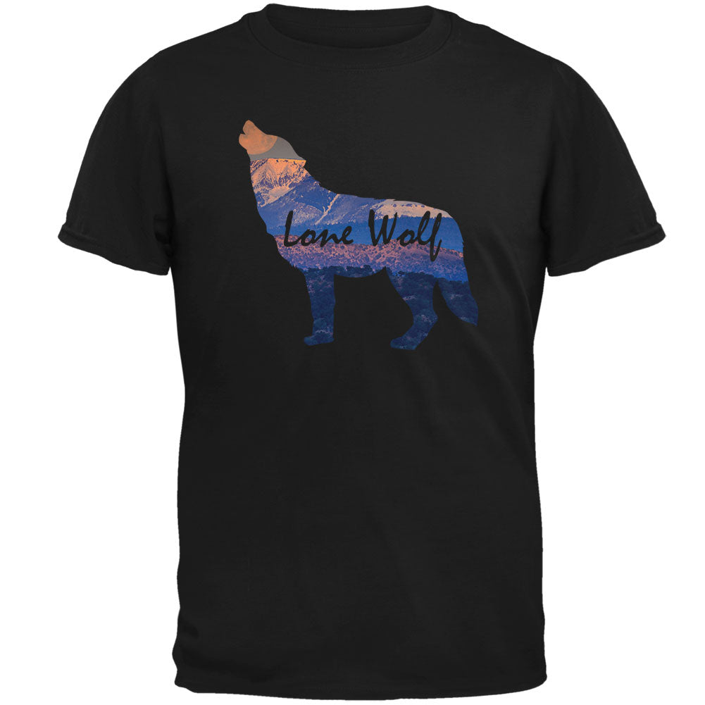 Lone Wolf Lanscape Mens T Shirt Men's T-Shirts Old Glory 2XL Black 