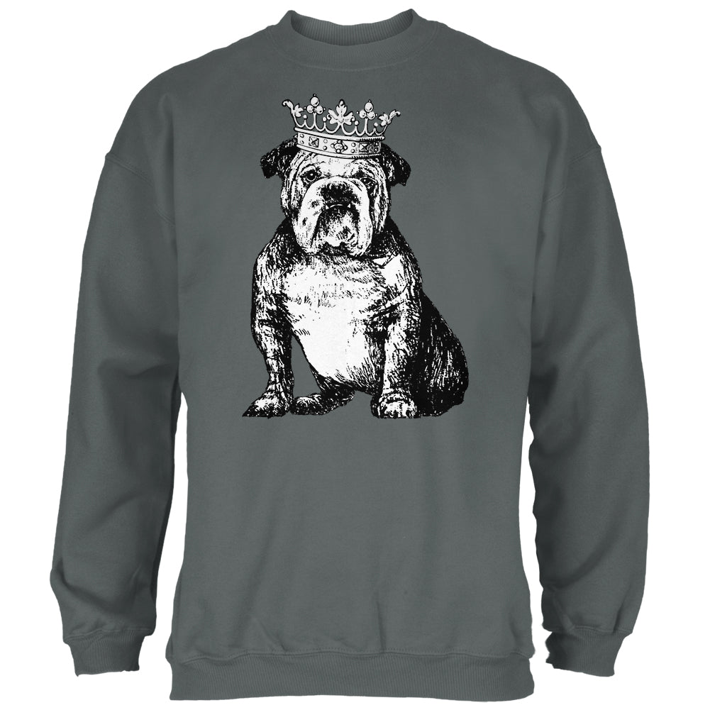 English Bulldog Crown Mens Sweatshirt Men's Sweatshirts Old Glory 2XL Grey 