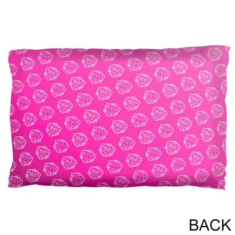 D20 Gamer Critical Hit and Fumble Pink Pattern Pillow Case Pillowcases Old Glory   