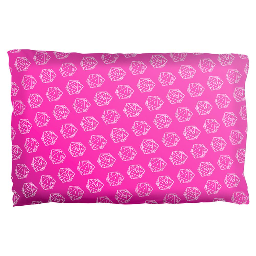 D20 Gamer Critical Hit and Fumble Pink Pattern Pillow Case Pillowcases Old Glory OS Multi 