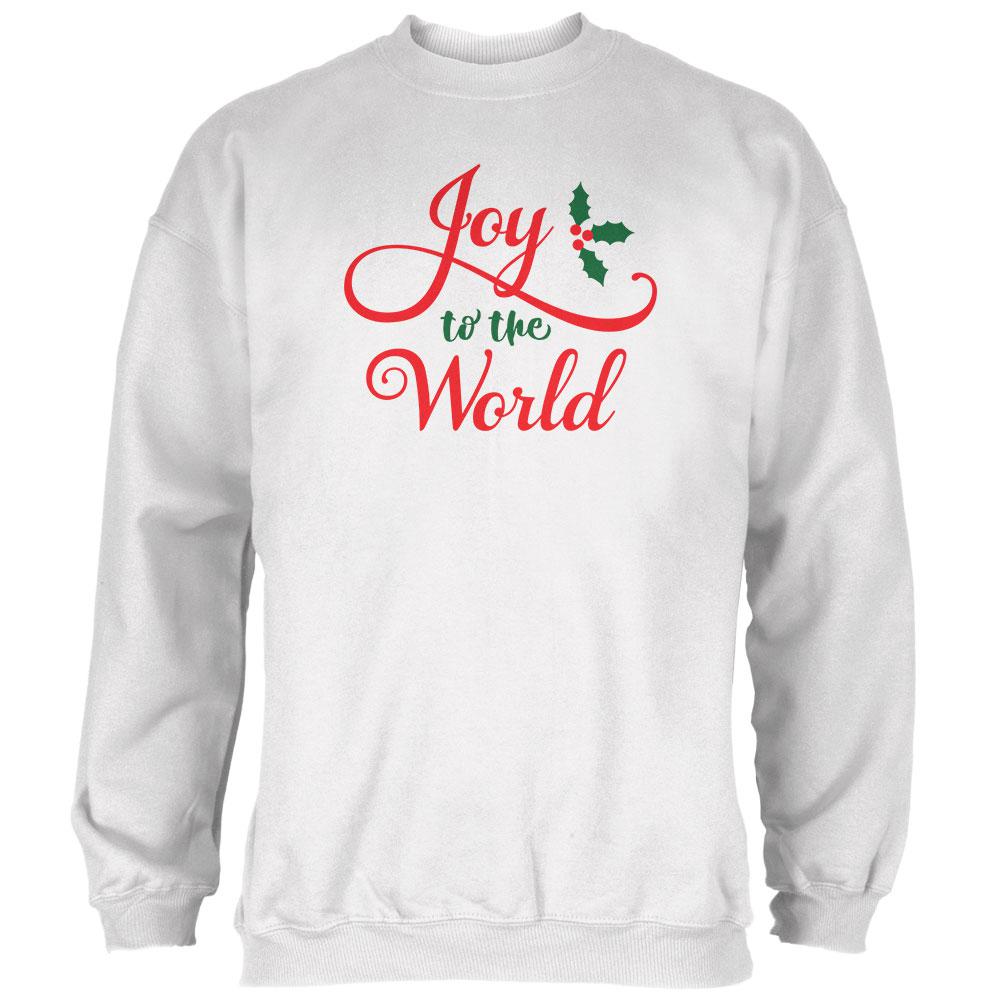 Christmas Joy to the World Script Mens Sweatshirt Men's Sweatshirts Old Glory 2XL White 