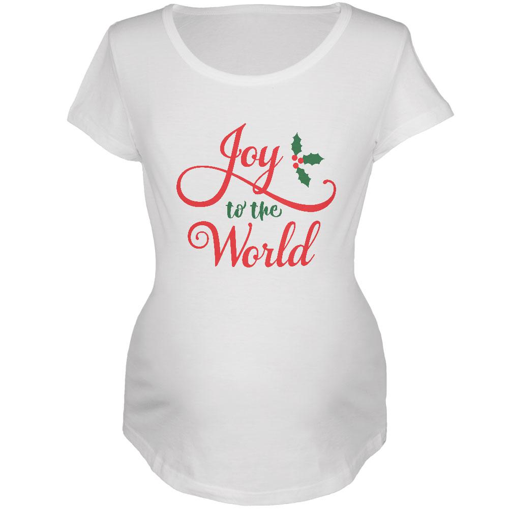 Christmas Joy to the World Script Maternity Soft T Shirt Maternity T-Shirts Old Glory 2XL White 