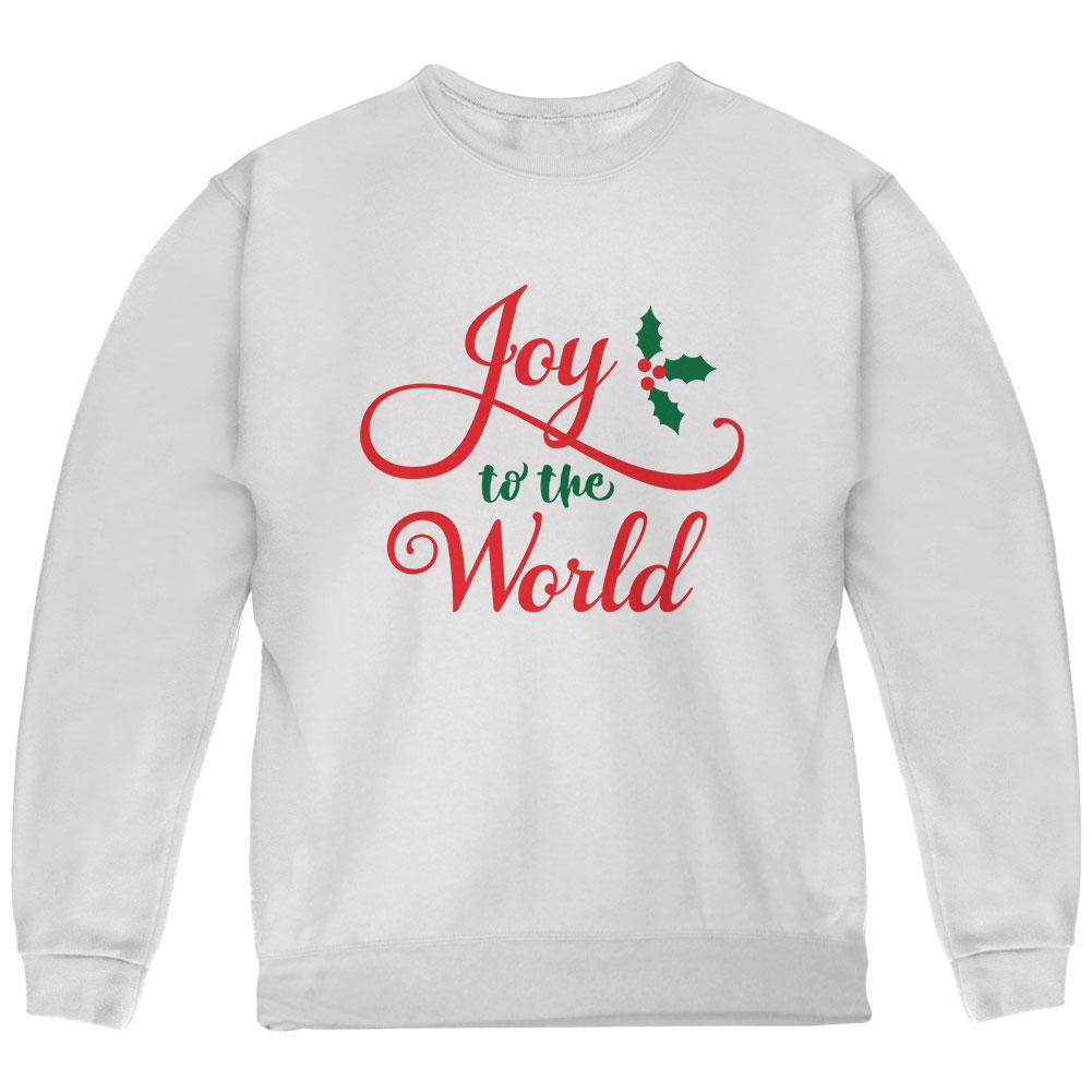 Christmas Joy to the World Script Youth Sweatshirt Youth Sweatshirts Old Glory LG White 