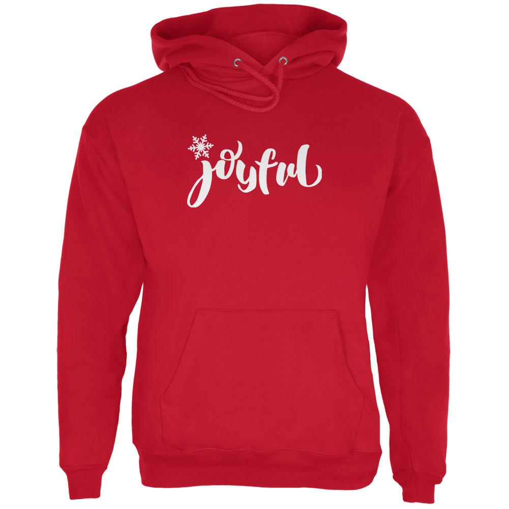 Christmas Joyful Script Snowflake Mens Hoodie Men's Hoodies Old Glory 2XL Red 