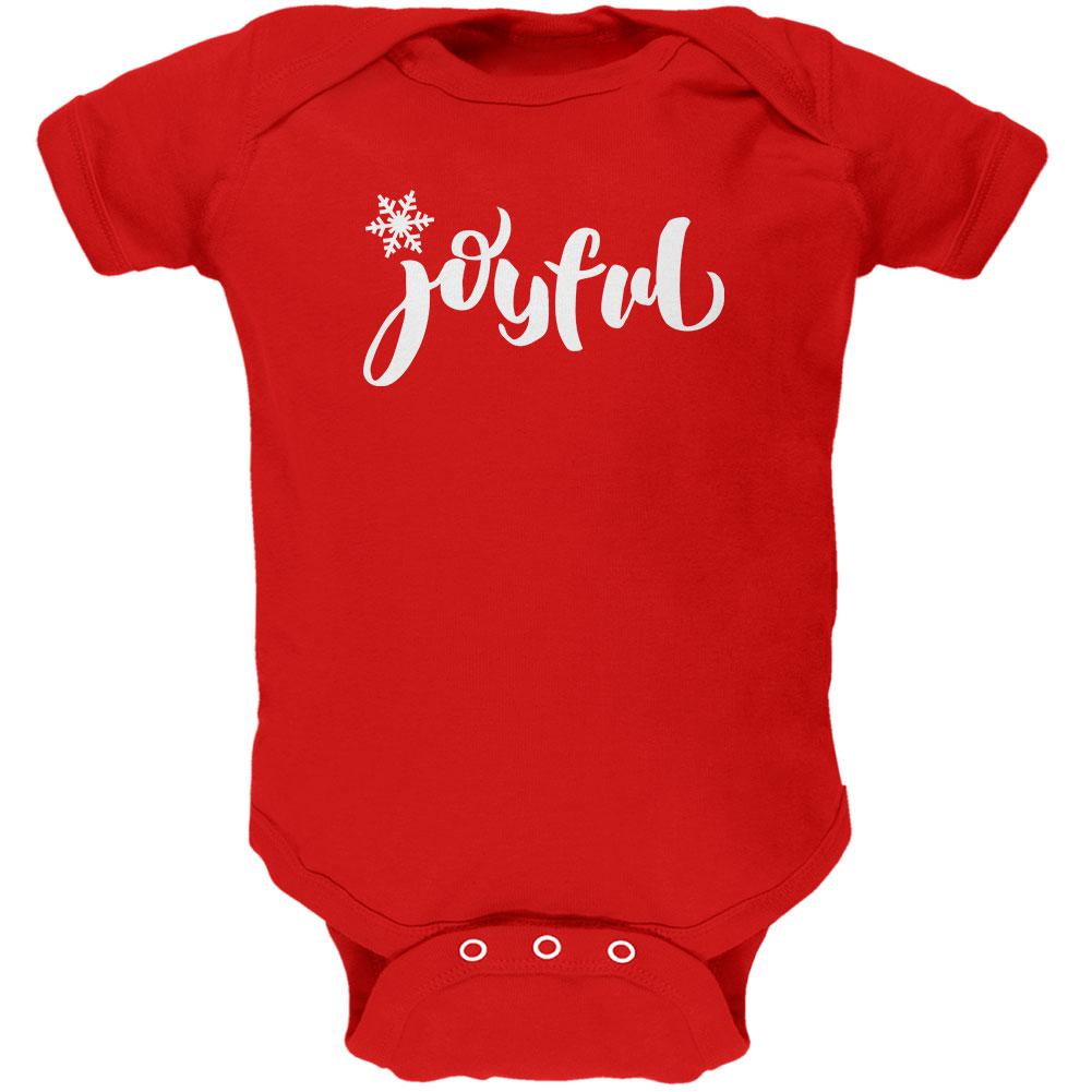 Christmas Joyful Script Snowflake Soft Baby One Piece Baby One Piece Old Glory 0-3M Red 