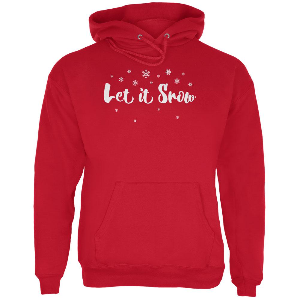 Christmas Let it Snow Script Snowflakes Mens Hoodie Men's Hoodies Old Glory 2XL Red 