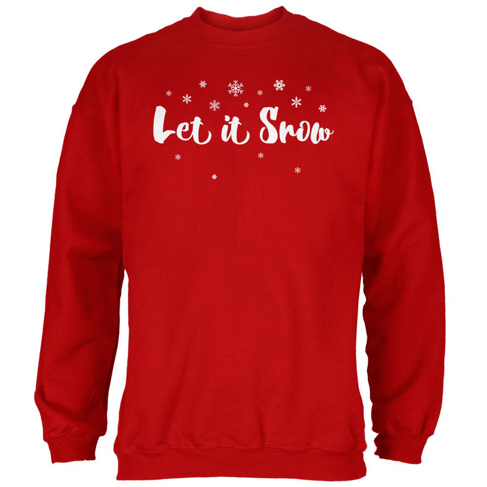 Christmas Let it Snow Script Snowflakes Mens Sweatshirt Men's Sweatshirts Old Glory 2XL Red 