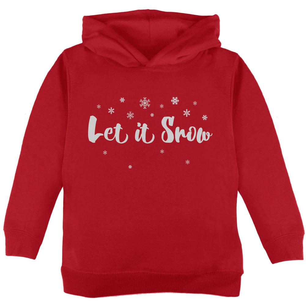 Christmas Let it Snow Script Snowflakes Toddler Hoodie Toddler Hoodies Old Glory 2T Red 