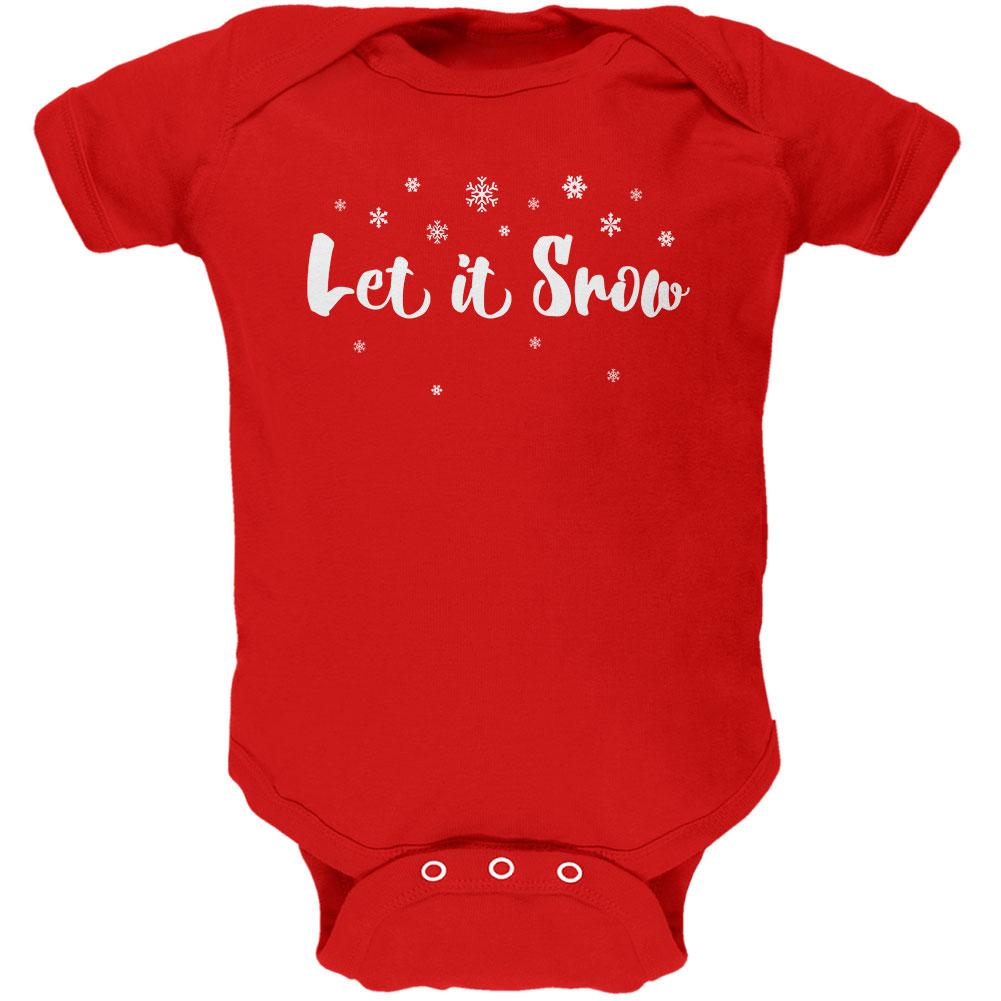 Christmas Let it Snow Script Snowflakes Soft Baby One Piece Baby One Piece Old Glory 0-3M Red 