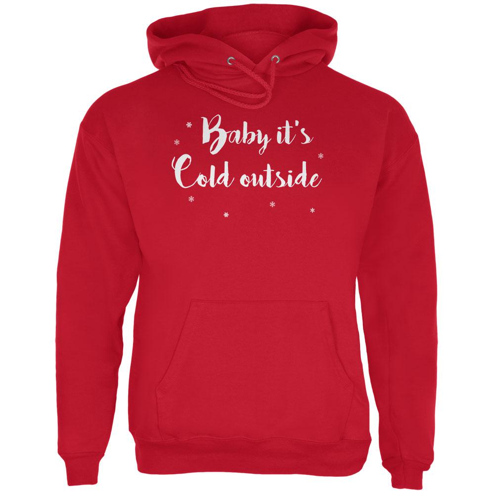 Christmas Baby it's Cold Outside Script Snowflakes Mens Hoodie Men's Hoodies Old Glory 2XL Red 