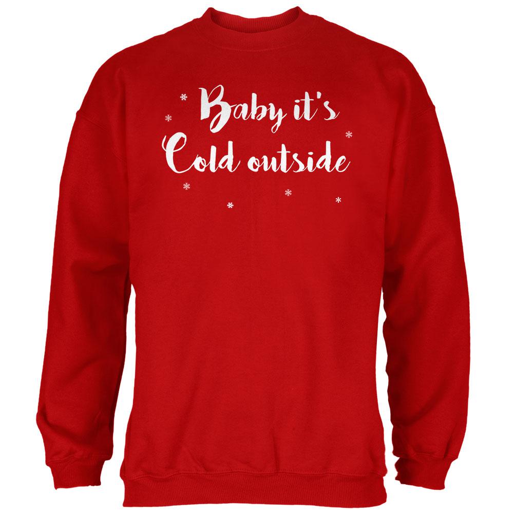 Christmas Baby it's Cold Outside Script Snowflakes Mens Sweatshirt Men's Sweatshirts Old Glory 2XL Red 