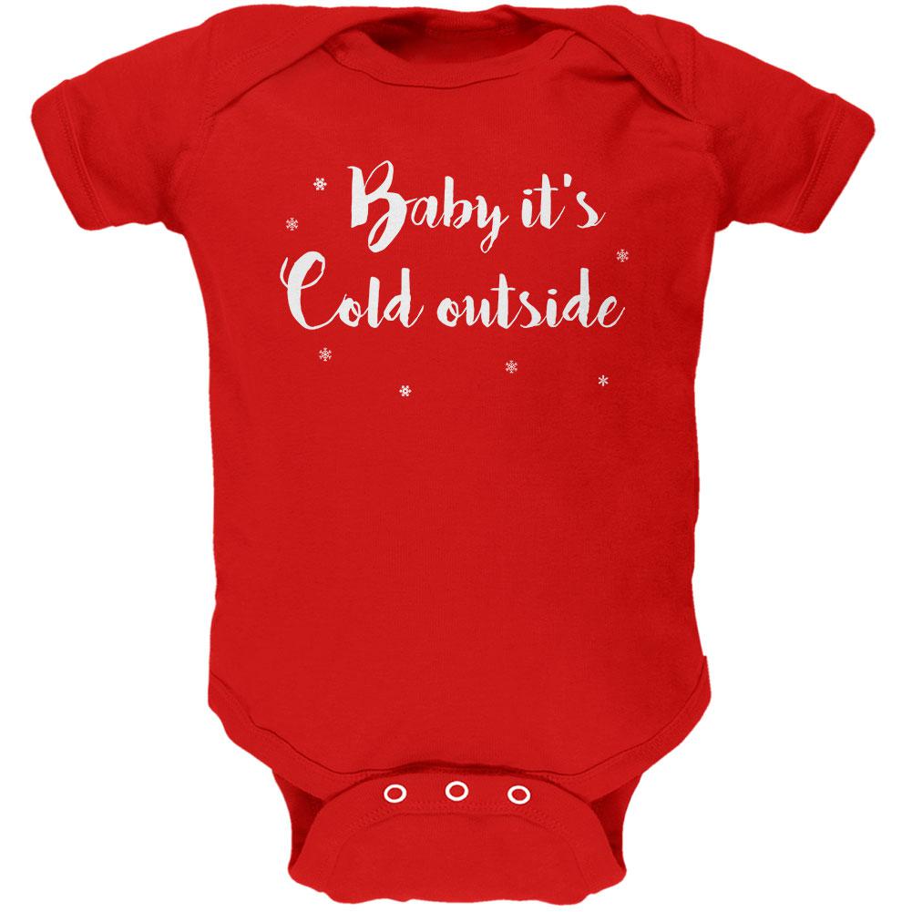 Christmas Baby it's Cold Outside Script Snowflakes Soft Baby One Piece Baby One Piece Old Glory 0-3M Red 