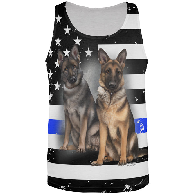 Thin Blue Line K9 Unit German Shepherd Live Forever All Over Mens Tank Top Men's Tank Tops Old Glory 2XL Multi 