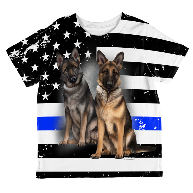 Thin Blue Line K9 Unit German Shepherd Live Forever All Over Toddler T Shirt Toddler T-Shirts Old Glory 2T Multi 