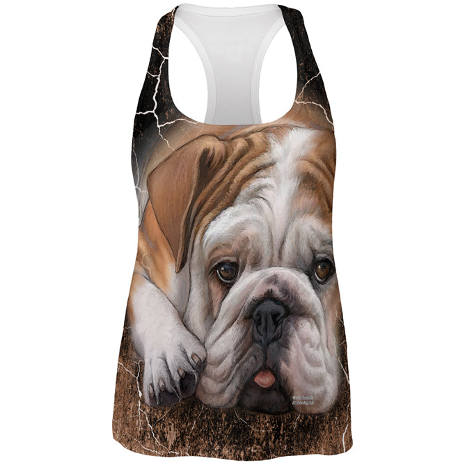 English Bulldog Live Forever All Over Womens Work Out Tank Top Women's Tank Tops Old Glory 2XL Multicolored 