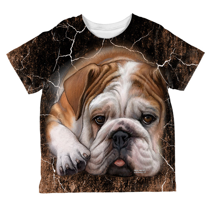 English Bulldog Live Forever All Over Toddler T Shirt Toddler T-Shirts Old Glory 2T Multicolored 